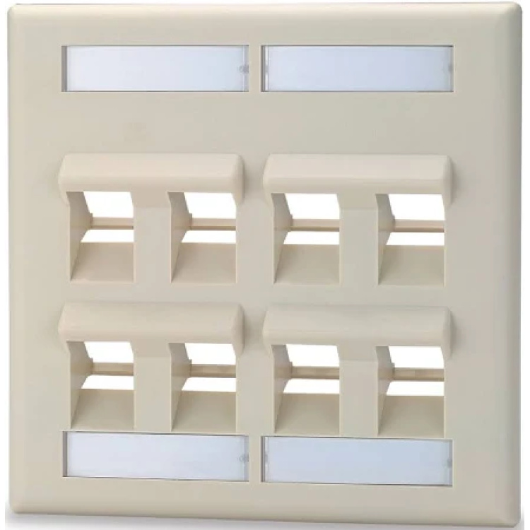 Signamax 8 Port Double Gang Angled Faceplate with ID | Ivory