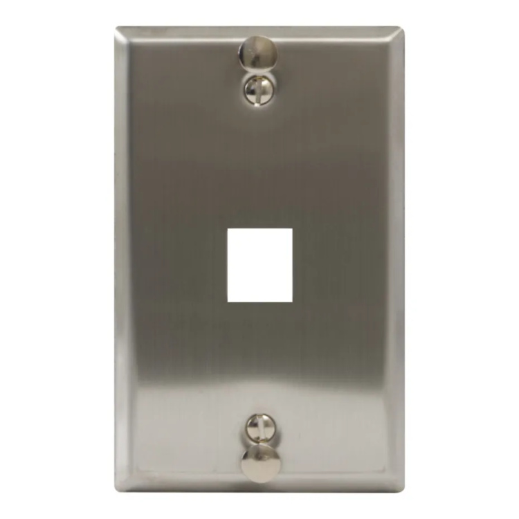 ICC 1 Port Single Gang Stainless Steel Wall Phone Plate