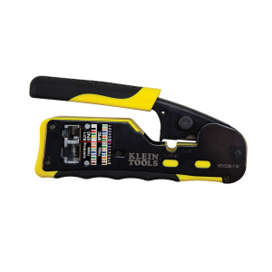 Klein Tools Ratcheting Cable Crimper/Stripper/Cutter for Pass-Thru Plugs