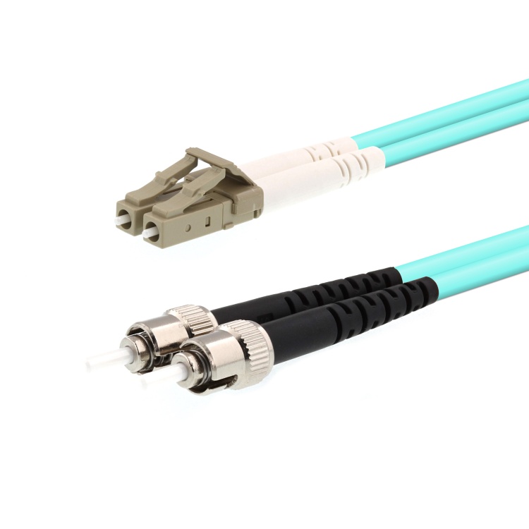 LC/ST OM3 Duplex Fiber Patch Cable | 2 Meter