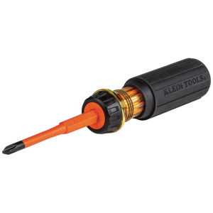 Klein Tools Flip Blade Insulated Screwdriver 2-in-1 Phillips Bit #2, Slot Bit 1/4"