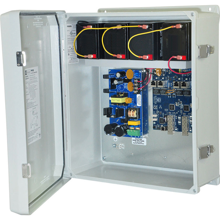 Altronix 4 Port PoE+ Switch & Power Supply 120W Battery Charger & Switch Boards Mount in NEMA 4/4X IP66 Outdoor Enclosure