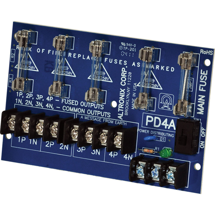 Altronix Single Channel 28VAC/DC 4 Channel Output Fused Power Distribution Splitter Module