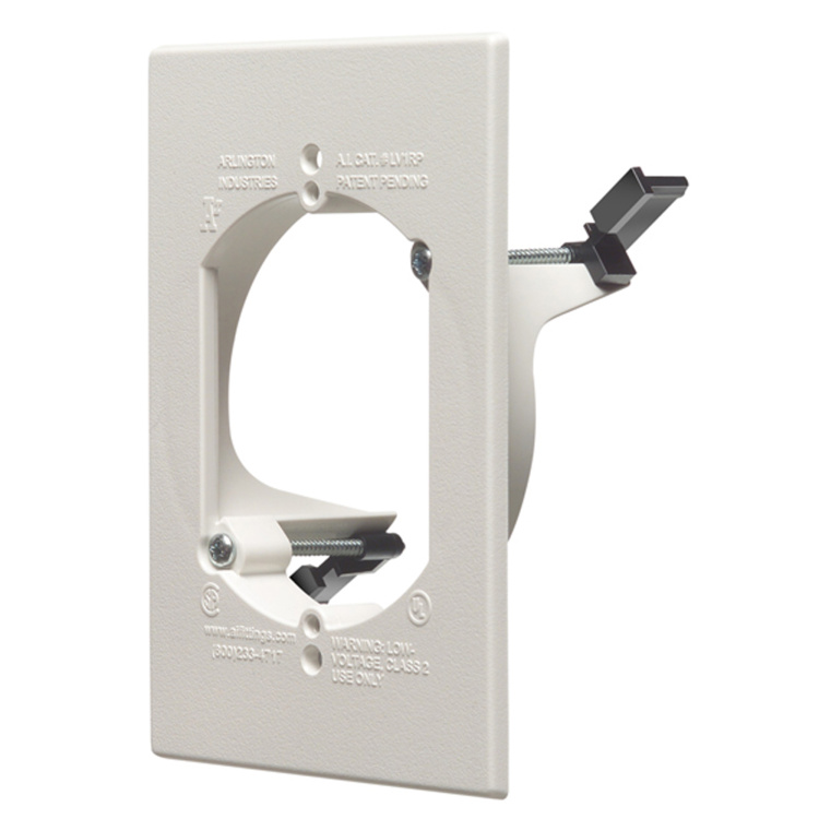 Arlington Industries Single Gang Round Hole Low Voltage Mounting Bracket | White