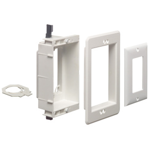 Arlington Industries Single Gang Recessed Low Voltage Mounting Bracket | White