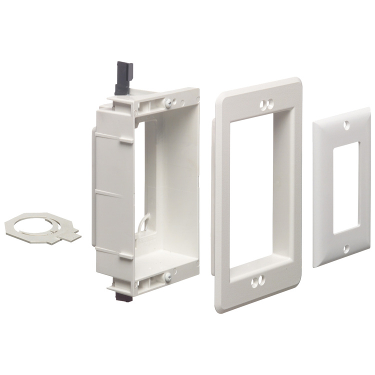 Arlington Industries Single Gang Recessed Low Voltage Mounting Bracket | White