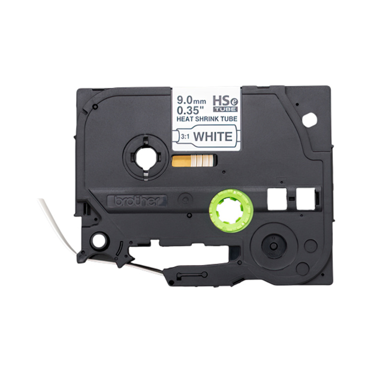 Brother Mobile 0.35" (9mm) Black on White Heat Shrink Label Tubing | 3:1 Ratio