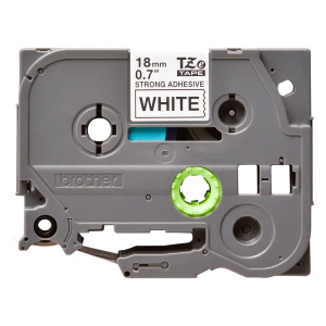 Brother Mobile 3/4" X 27ft (18mm X 8m) Black Ink on White Label, Extra Strength