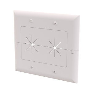DataComm Electronics Dual Gang Split Plate with Flexible Opening | White