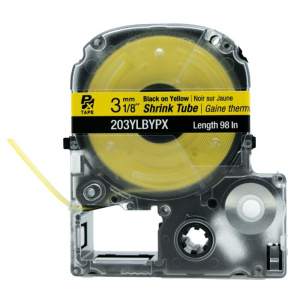 Epson Labelworks 14-22AWG Black on Yellow Heat Shrink Label Tape | 30'
