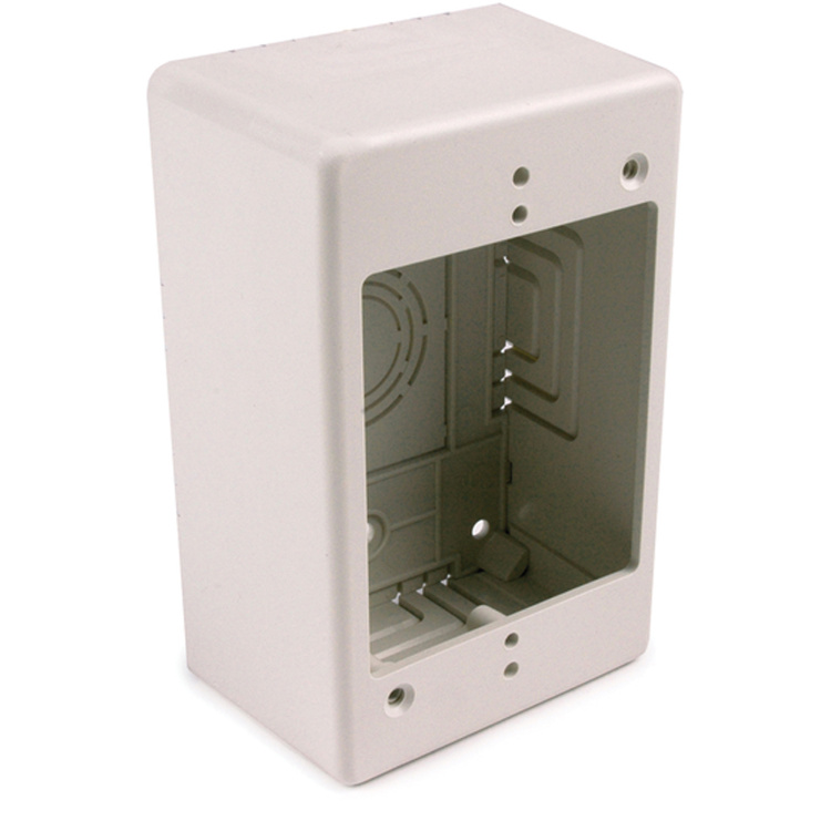 HellermannTyton Single Gang Junction Box, 2" Deep, PVC, Fog White, 1 Bag