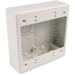 HellermannTyton Dual Gang Junction Box, 2.77" Deep, 2-Piece, PVC, Office White