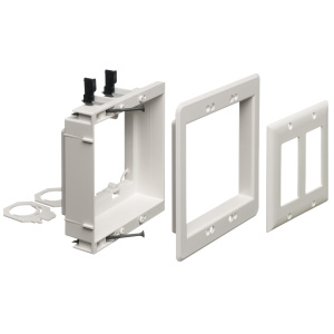 Arlington Industries Dual Gang Recessed Low Voltage Mounting Bracket | White