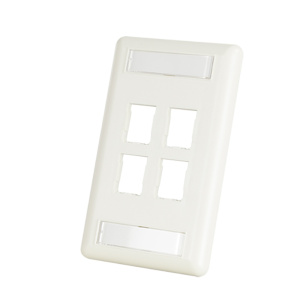 Ortronics 4-Port HDJ Module Faceplate with ID Windows | Fog White