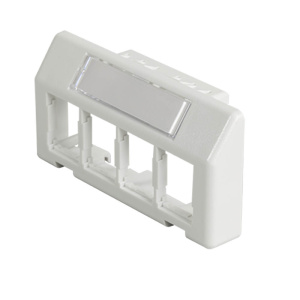 Ortronics 4-Port HDJ Module Furniture Plate Insert with ID Window | Fog White
