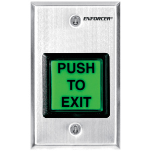 Secolarm Green Led Illuminated Request to Exit, Built in Timer (1-180 Seconds), Stainless-Steel Single Gang, 3a@24vdc