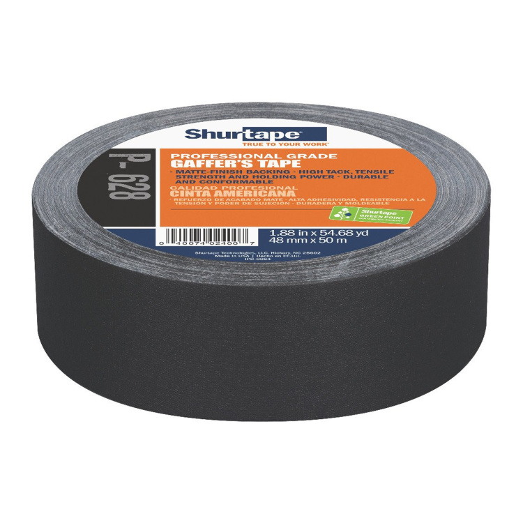 Shurtape Professional Grade, Coated Gaffer's Tape, Black 48mmx50m