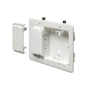 Arlington Industries Triple Gang Low Profile TV Box with Power | White