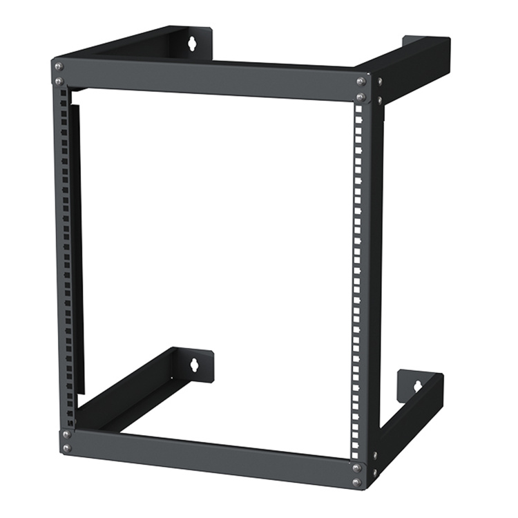 Vertical Cable 12U Open Frame Wall Mount Rack with Cage Nuts and Screws