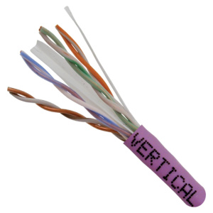 Vertical Cable 1000ft Cat6A Non-Shielded CMR (Riser) Cable | Purple