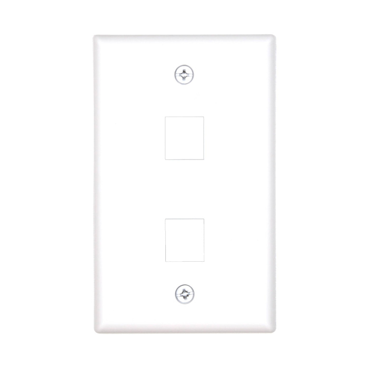 Vertical Cable 2 Port Single Gang Faceplate | White
