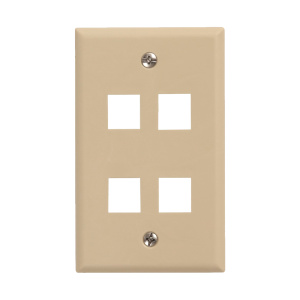 Vertical Cable 4 Port Single Gang Faceplate | Ivory
