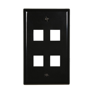 Vertical Cable 4 Port Single Gang Faceplate | Black