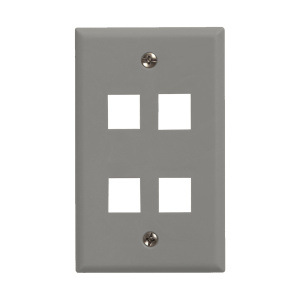 Vertical Cable 4 Port Single Gang Faceplate | Grey