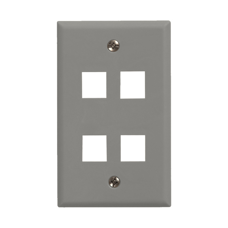 Vertical Cable 4 Port Single Gang Faceplate | Grey