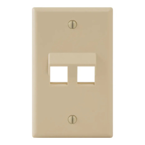 ICC 2 Port Single Gang Angled Bezel Faceplate | Ivory