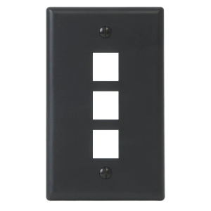 ICC 3 Port Single Gang Flush Faceplate | Black