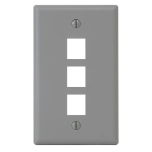 ICC 3 Port Single Gang Flush Faceplate | Grey