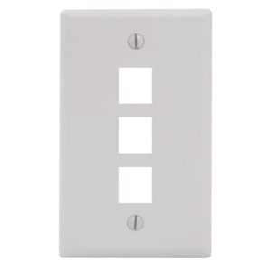 ICC 3 Port Single Gang Flush Faceplate | White