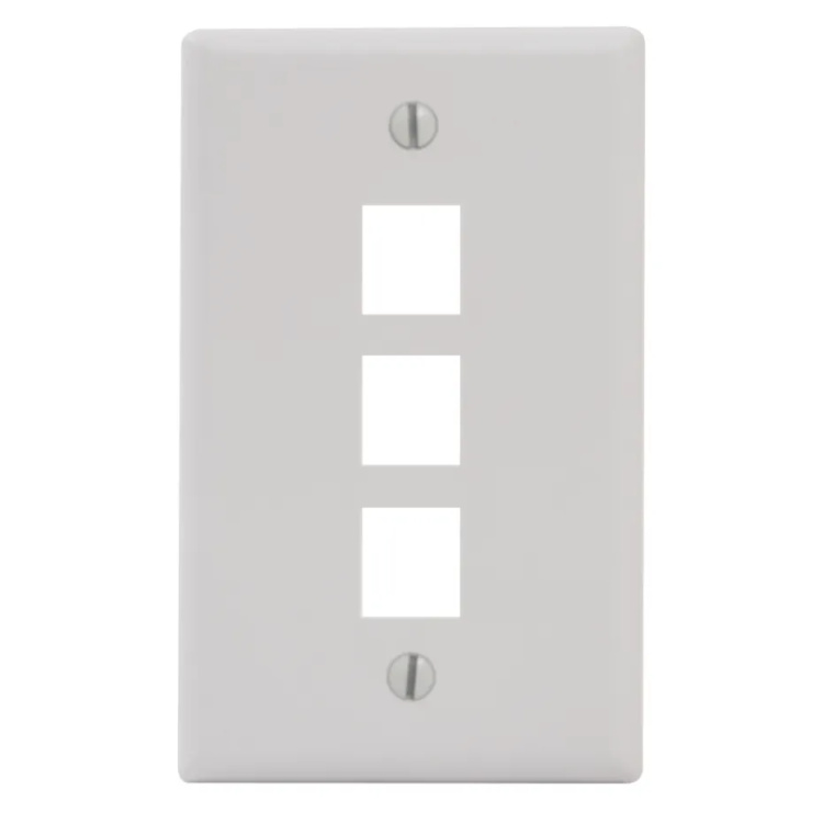 ICC 3 Port Single Gang Flush Faceplate | White