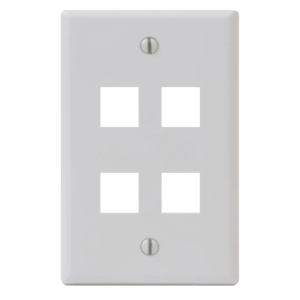 ICC 4 Port Single Gang Flush Faceplate | White