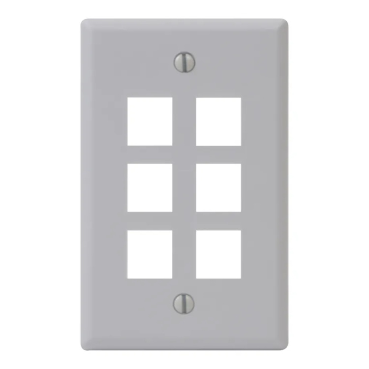 ICC 6 Port Flush Faceplate | White