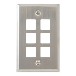 ICC Single Gang 6 Port Keystone Faceplate | Stainless Steel