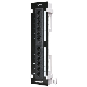 Intellinet 12-Port Cat6 Vertical Patch Panel | 89D Mounting Bracket