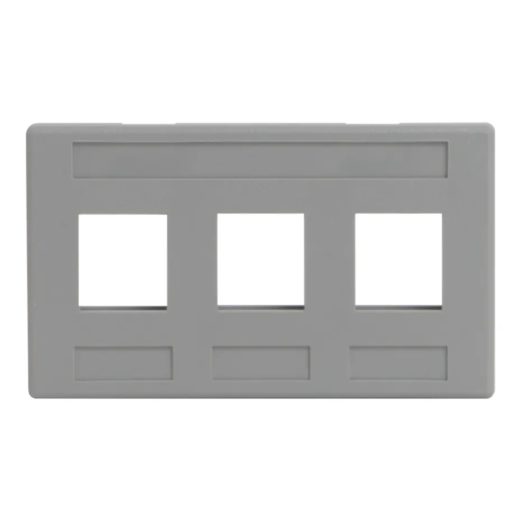 ICC 3 Port Modular Furniture Faceplate | Grey