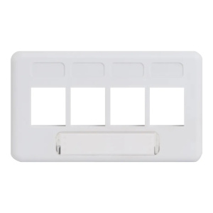 ICC 4 Port HD Modular Furniture Faceplate with ID Window | White