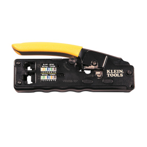 Klein Tools Compact Ratcheting Data Cable Crimper/Stripper/Cutter
