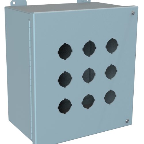 Hammond 9 Hole Steel Push Button Enclosure With Hinged Cover
