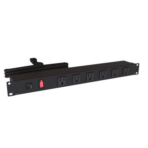 Hammond 1u Front-loaded 6 Outlet 5-15r/15a Surge Protected Pdu With 15ft Cord | Black