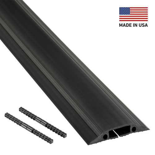 D-line 6' Black Medium-duty Floor Cable Cover - 1.2" Cavity W/ Couplers