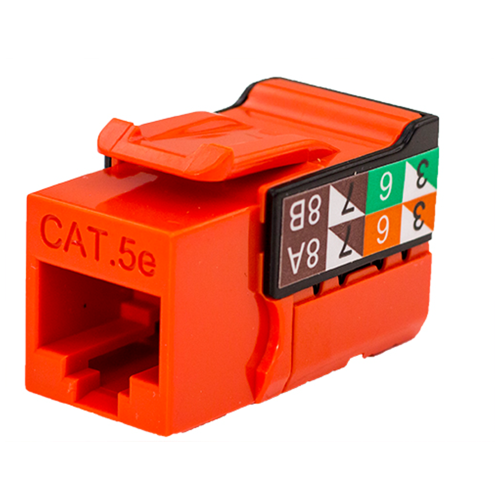 Vertical Cable Cat5e Keystone Jack | Orange
