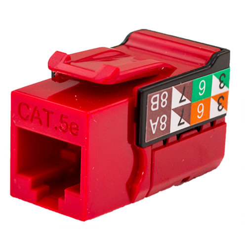 Vertical Cable Cat5e Keystone Jack | Red