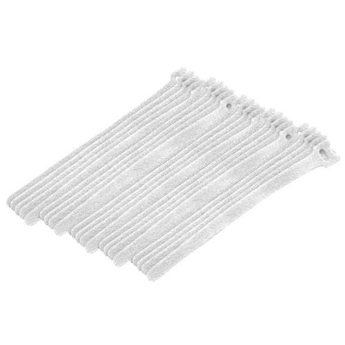 Eclipse Tools 8" Hook & Loop Cable Ties White | 25 Pack