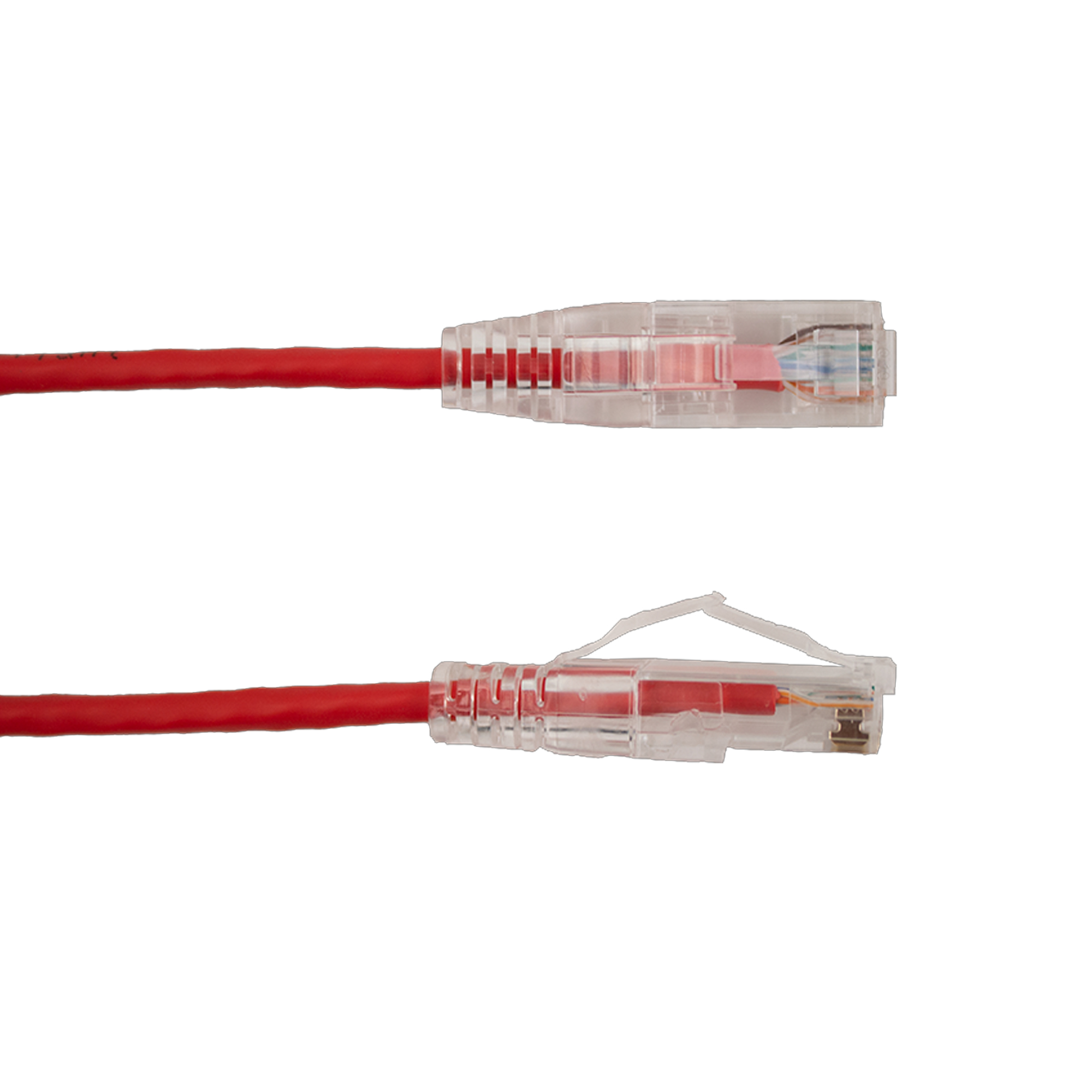 Vertical Cable 10' Cat6a Slimline Patch Cable Clear Boots | Red