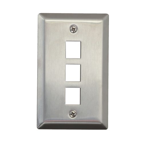 Vertical Cable 3 Port Stainless Steel Keystone Faceplate