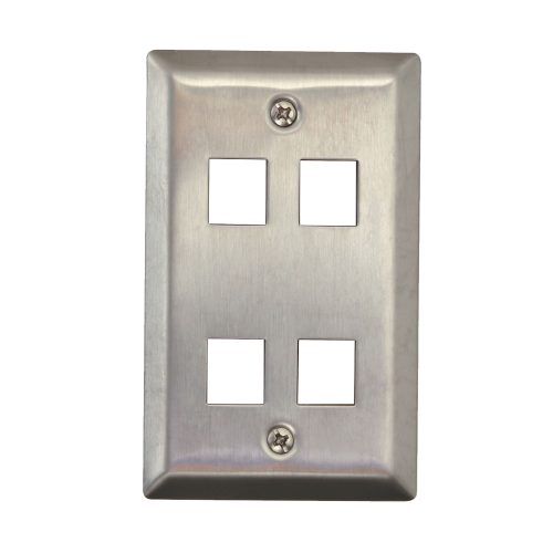 Vertical Cable 4 Port Stainless Keystone Faceplate